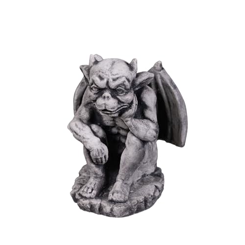 gartendekoparadies.de Gargoyle Torwächter Gartenfigur, 21 cm Höhe, Steinguss, Grau, Mittelalterlicher Stil, 4 kg, Grau, Steinguss, frostsicher für Außenbereich