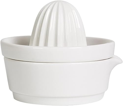 Zerodeko Exprimidor manual de limón cítrico, exprimidor de jugo de frutas de cerámica, apto para lavavajillas, resistente y pomelo, color blanco