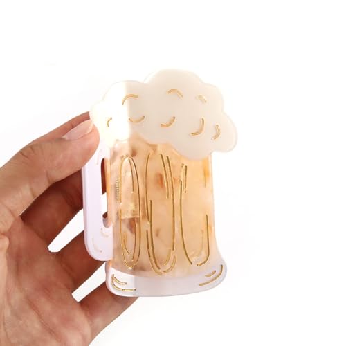 Beer Mug Shaped Hair Claw, Acetate, Yellow and White,Birthday Gift for Women Mother Day Present 1PC