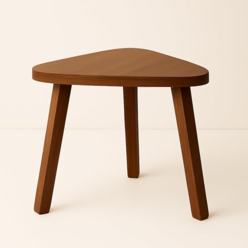 Image of SBF Furniture Mini Triangle Side Table, 32 cm, Matte Finish, Modern Minimalist Design, 3 Angled Legs (3P Brown)