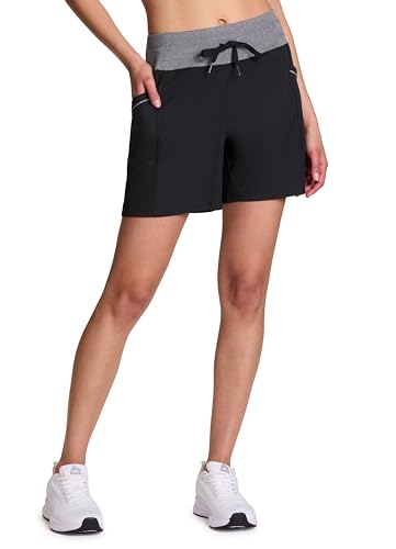 RBX Woven Short for Women, Knit Waistband Quick Drying Walking Short with Pockets for Everyday Wear, Workouts, Hiking3