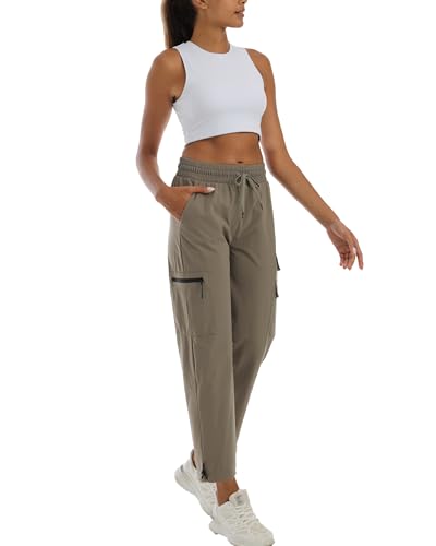 Image of Women's Joggers with Pockets, Hiking Cargo Water Resistant Lightweight Pants for Women Workout Athletic Travel Camping