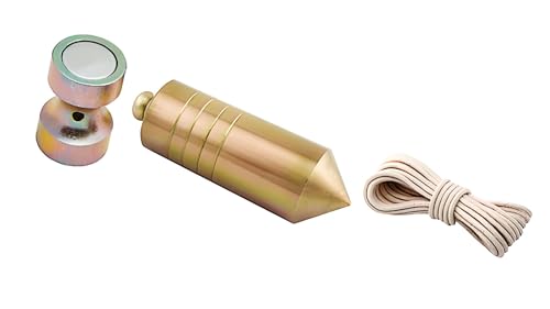 Bricoloco Plomada de albañil magnética de acero cincado con nuez y cuerda de nylon para trabajos de construcción, metalurgia, carpintería. Tipo canaria (2000, Gramos)