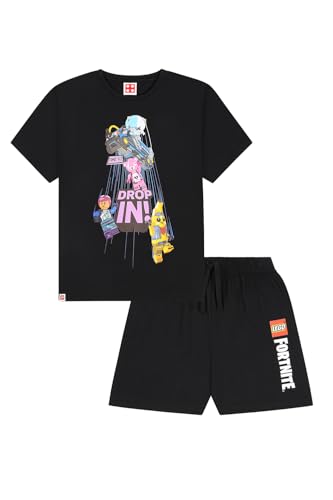 LEGO Boys Fortnite Short Pyjama Set Pjs For Kids (7-8 Years) Black