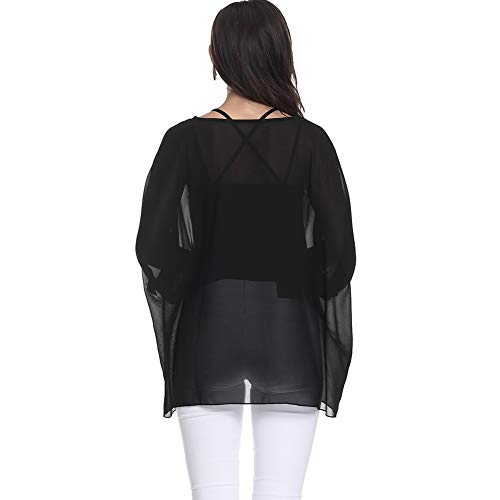 Image of Ckikiou Plus Size Batwing Flowy Semi Sheer Chiffon Blouse Tunic for Women Summer Floral Print Boho Beach Cover ups