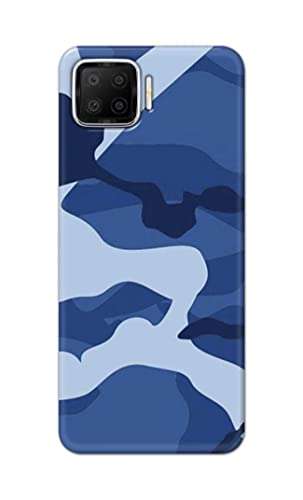 Image of Printed Hard Back Cover Case for Oppo F17 Back Cover (Army Blue Pattern) -1302