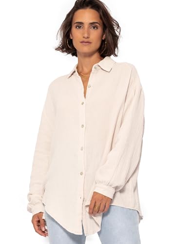 SASSYCLASSY Oversize Musselin Bluse Damen Langarm - Oversized Freizeit Look...
