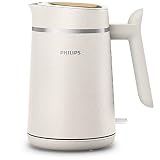Philips Eco Conscious Edition 5000 Series Bouilloire 100 % plastique bio-basé*, capacité 1,7 L, sans fil + base Pirouette 360°, finition blanc mat satiné, HD9365/11