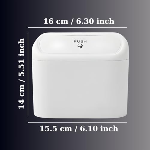 Image of Car Trash Can with Lid Mini Car Trash Can | Auto Dustbin Garbage Organizer | Car Accessories for Interior, Garbage Bin for Car, Home, Office | Essential Multi-Purpose Car Trash Can (White)