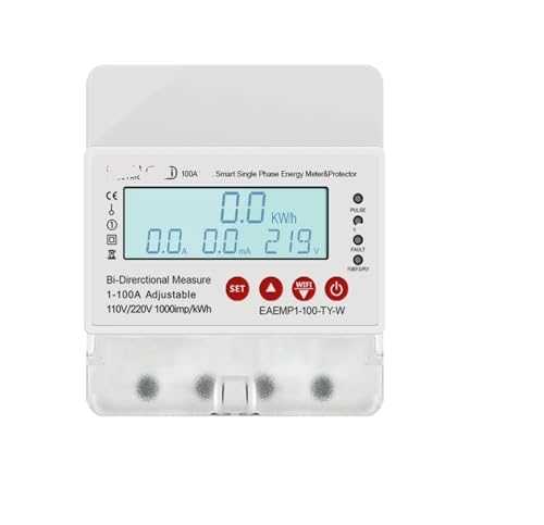 Medidor de energía con medición bidireccional de potencia activa y corte automático 100A