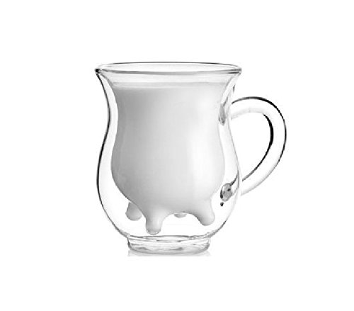 Jarra de leche vidrio opalino 235 ml cristal térmico (cristal de borosilicato) con asa en peligrosa ubre-design (jarra de leche)