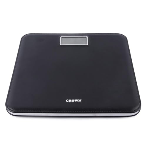 Image of CROWN ELITE Digital Weight Machine For Body Weight Weighing Machine Leather Look Fiber Body Digital Human Weighing Scale With Large Lcd Display (black),180 kg
