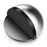 Hotop Self-Adhesive Floor Door Stoppers Oval Stainless Steel Door Stop Mounted Half Moon Wall Protector with Glues for Hard Floor Glass(Silver,1 Pcs)