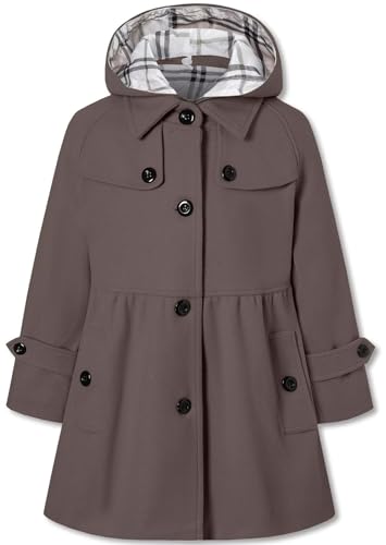Image of Betusline Girls' Dress Coat, Kids Hoodie Wool Blend Coats Fall Winter Outerwear Peacoat,2-14 Years