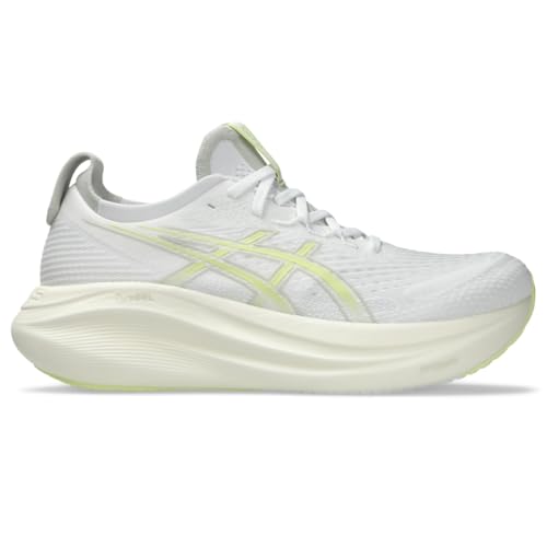 ASICS Zapatillas de correr Gel-Nimbus 27 para hombre, Blanco/Amarillo Huddle, 13