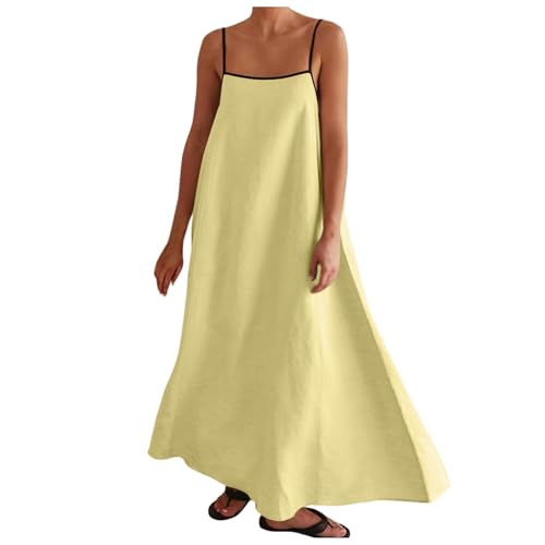 Robe longue respirante avec bretelles réglables en tissu léger coton et lin