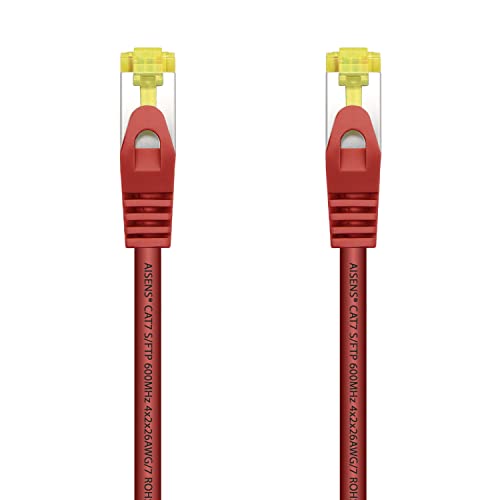 AISENS A146-0471 Cable de red latiguillo RJ45 LSZH Cat.7 600 MHz S/FTP PIMF AWG26, rojo, 2.0m