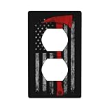 Plaque murale pour appareil duplex avec hache de pompier, ligne rouge, imprimé drapeau
