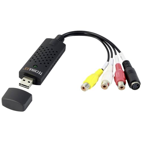 Technaxx Video Grabber USB 2.0 Tarjeta de Captura – Conversión de Hi8, VHS a DVD Digital para PC con Windows, con Software de Edición Profesional – Adaptador Convertidor Digital de Video y Audio TX 20