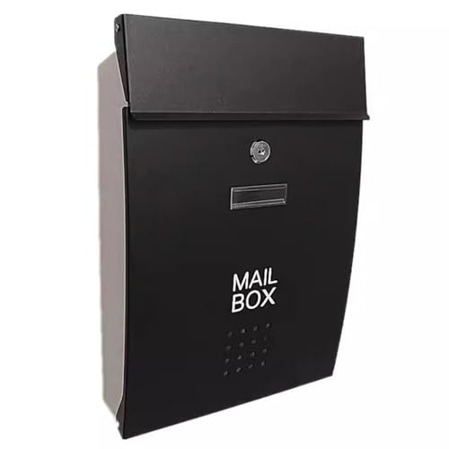 xjdagaoge Buzones Para Exterior, Caixa de Correio de Pared, Buzon Negro, Buzón de Acero Galvanizado, Gran Capacidad(Black)