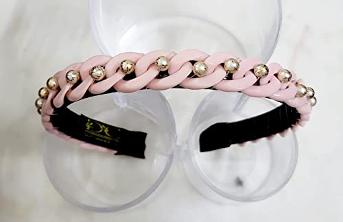 Image of Elegant&Exclusive Women's Fashion Chain Stones Hairbands /Headbands from Our Embellished Collection Useful for Girls & Women (Pink Chain)