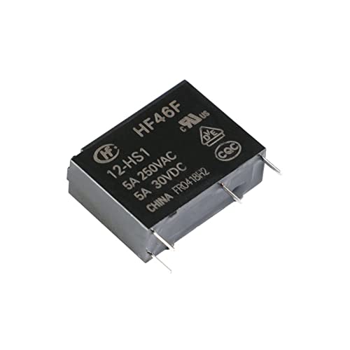 Relés de potencia HF46F de 5A y 4 pines en pack de 5 unidades para circuitos de corriente continua 5