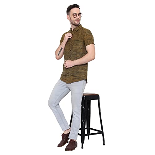 Image of LATEST CHIKAN Men's Cotton Blend Textured Half Sleeves Shirt