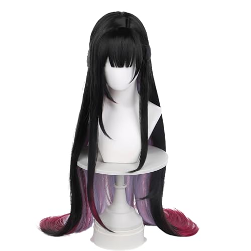 Image of Anime Black Gradient Purple Long Straight Wig with Bangs Women Adult COS Game Cosplay Wigs Halloween,Christmas,Comic con,Game Show,Party