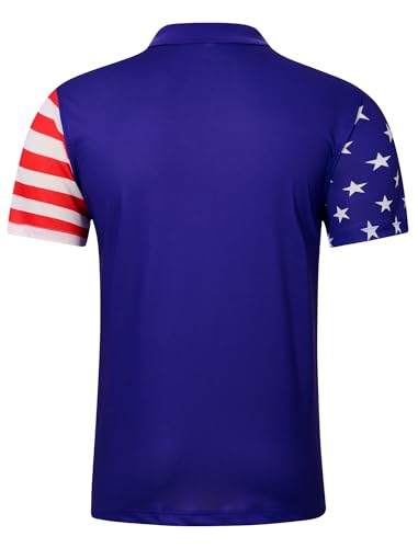 Camiseta polo patriótica para hombre Unifaco con diseño de bandera estadounidense, tejido Dry Fit, manga corta, ideal para golf, celebraciones del 4 de julio y uso casual miniatura 4