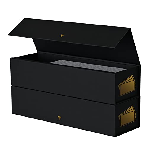 Uaono Trading Card Storage Box, Baseball Card Storage Box Holds 800+ Unsleeved Cards, Sports Card Box For Football Basketball, Playing Card Case (2-Pack, Black) #TOP26