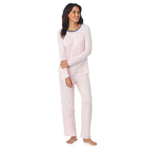Image of Cuddl Duds Long Sleeve Crewneck Matching Pajamas 2 Piece PJs Set for Women | Sleepwear & Loungewear, Printed PJ Shirt & Pants with Pockets, Comfy & Cute, Soft Lightweight & Breathable Lounge Sets