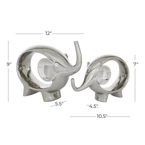 Estatuas decorativas de porcelana con elefantes plateados set 2 miniatura 6