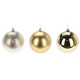 Annastore Weihnachtskugeln groß für den Außenbereich, Christbaumkugeln zur Dekoration, Christbaumschmuck wetterfest 20-25 oder 30 cm (3 x Gold (Glanz+Matt+Glitzer), Ø18 cm)