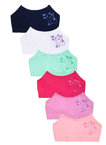 I&S Girl's Pack of 6 Sets of Matching Spaghetti Strap Bras & Seamless BoyShorts or Bikinis (Small, Umbrella Kitty Flowers)3