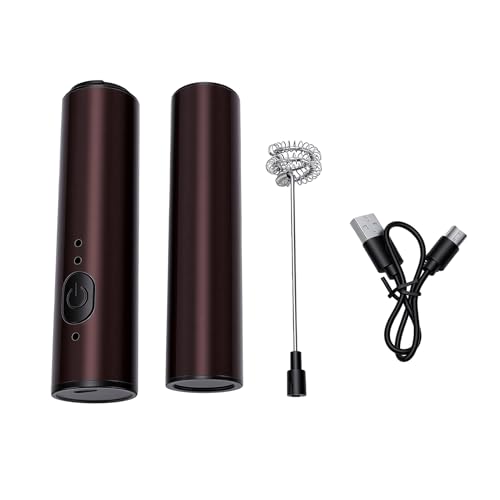 Generic Espumador Eléctrico de Mano con Velocidades Regulables Batidora Liviana Recargable para Montar Nata y Preparar Comida para Bebés Acero Inoxidable 1 Unidad (Color café)