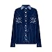 Velvet Tops for Women Sequin Womens Sparkly Shirts Spalkle Top Blouses Button Down Long Sleeve Festival Outfits Ladies Elegant Blouse Holiday Outfit Teachers Evening Party Navy XL