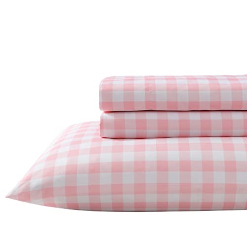 Image of Eddie Bauer Kids - Full Sheet Set, Ultra-Soft Microfiber Bedding with Fully Elastic Fitted Sheet, Kids Bed Set with Pillowcases, Easy Care Bedding (Poppy Plaid)