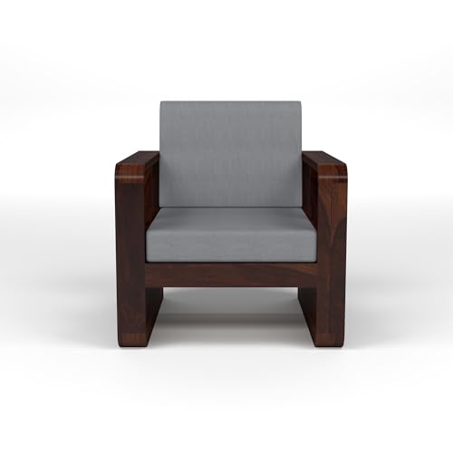 Image of Sheesham Wooden 4 Seater Sofa for Living Room | Solid Wood Sofa with Side Newspaper Holder | Rosewood Sofa Set for Home & Office | Lounge (Walnut Finish, 4 Seater)