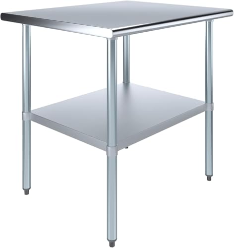 Express KitchQuip NSF Certified Heavy Duty Stainless Steel Prep Table for Home & Commercial Use with Galvanized Shelf, Legs, & Optional Wheels