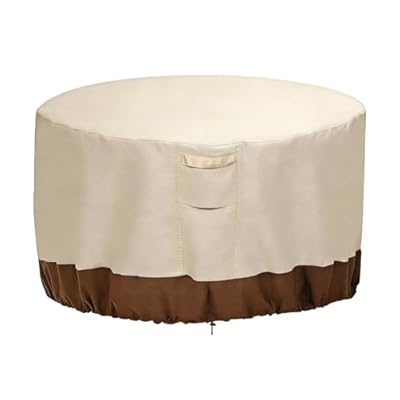 Vailge Fire Pit Cover Round,100% Waterproof Round Patio Fire Bowl Cover,Outdoor Heavy Duty Gas Firepit Table Covers with Air Vent and Handle