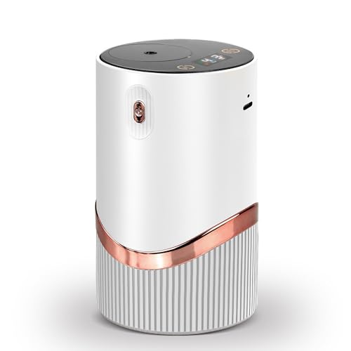 アロマディフューザーネブライザー式水なしコードレス車用ディフューザー4段階タイマー3つ噴霧モードアロマ芳香器グラス瓶2個付き転倒オフ機能付きヨガ室・部屋・車載・店舗などに適用充電式 (Gray)