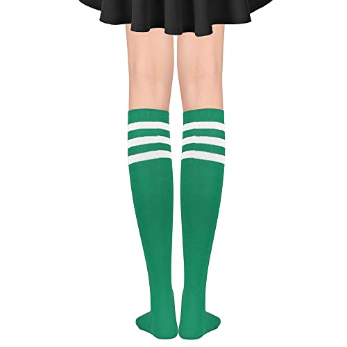 Image of DOOVID Casual Knee High Socks for Women Tube Socks Elasticity Athletic Socks Thin Stripe Knee High Stockings