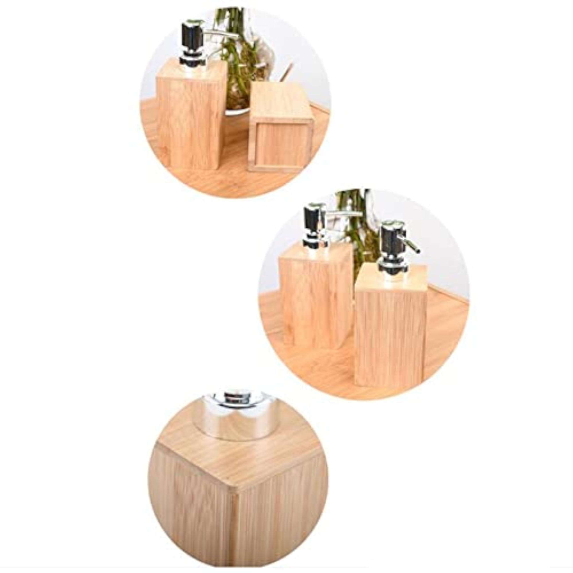 Square Bamboo Wooden Lotion Pump Bottle Dispenser
