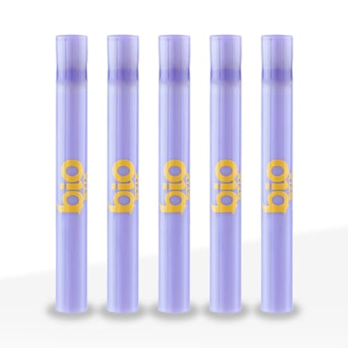 BIO Stix: 4 Inch Glass Straw Chillum with Pulp Filter, 5-Pack - Purple