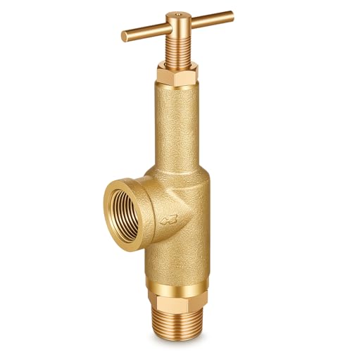Pressure Relief Valve 3/4 Inch NPT 300 PSI Max Brass Safety Relief Valve Brass Piston Type Pressure Regulator for Industrial Regulating Protection Against Excessive Stress