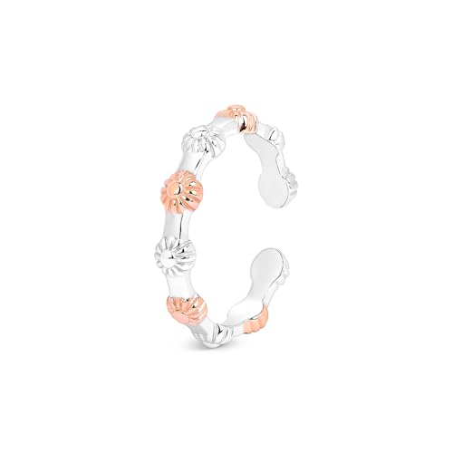 Image of Pure 925 Silver Dual-Tone Floral Toe Ring for Women