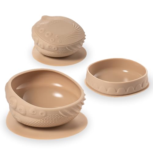 Image of Miniware Sensory Baby Bowl - Almond Butter - Silicone Bowls for baby to Combine Mealtime with Sensory Development - 100% Food Grade Silicone Baby Bowls - BPA Free, Non-Toxic Todddler Bowls