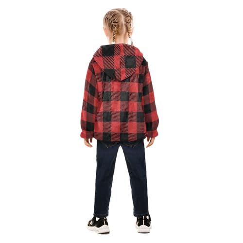 GuoChe Black Red Plaid Classic Baby Boy Sherpa Jacket4