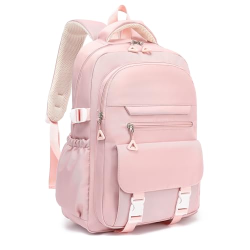 Image of Kids High Middle School Backpack for Girls 5-12 Kawaii Travel Aesthetic Bookbag,Pink