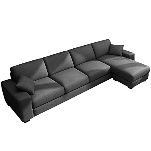 Image of CASASTYLE Adonoy 5 Seater RHS L Shape Fabric Sofa Set (Grey)
